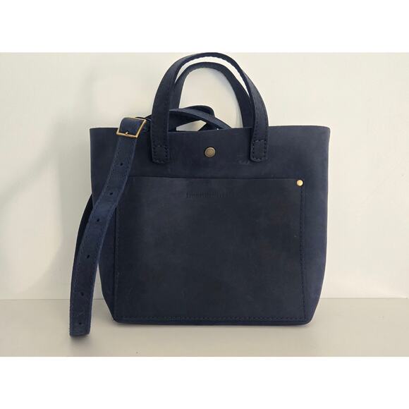 Portland Leather Goods Mini Tote Crossbody Deep Water Navy Blue - Picture 7 of 7